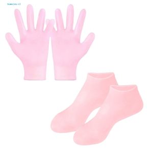 ถุงเท้าสปา ถุงมือสปา ดูแลเท้า ใช้ในบ้าน ใหม่ ซิลิโคนเจล ให้ความชุ่มชื้น ส้นเท้าแตก ป้องกันการแตกร้าว ( ฟรีไซส์ )