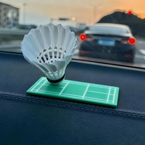 EODKUS Sports Interior Rotating Badminton Ornament  Model 360 Rotating Car Dashboard Decoration Creative ABS Material  Dashboard Decor For Vehicles