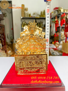 Ấn rồng mạ vàng 24K thăng quan tiến chức cao 18cm rộng 18cm (đã bao gồm đế+hộp)