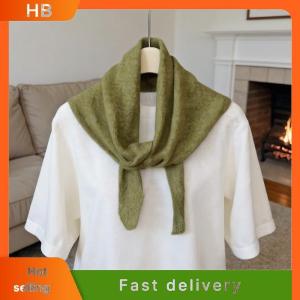 HB Korean Style Wool Knitted Triangular Scarf Women Headscarf Knitted Scarf Multi-functional Warm Knitted Scarf
