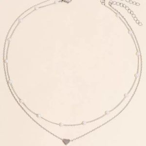 GL Fashionable Silver Star studded Pearl Necklace for women N7045