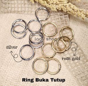 Lady Shop - Aksesoris Tas Ring Buka Tutup 2 Cm Dan 25cm Tebal (12Pcs) - Bahan Alloy, Diameter 2 cm dan 2,5 cm, Ketebalan 5 mm - Warna Silver dan Rose Gold
