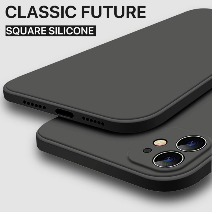 Luxury Square Edge Soft Liquid Silicone Case for iPhone 12 Pro Max 11 Pro  XS Max IPhone 12 Mini Camera Lens Protection Phone Cover for iPhone X XR 