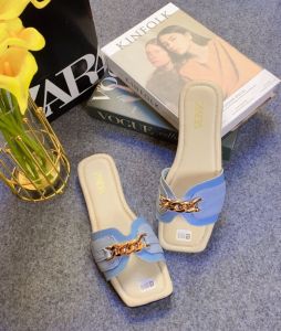 SANDAL FLAT WANITA ZARA POLOS RANTAI KEKINIAN KOREAN STYLE KODE B4AHZ TERBARU