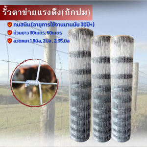 รั้วตาข่ายถักปม (ยาว30/50เมตร) ตา4x4 / 4x6 / 4x8 ลวดตาข่ายเหล็ก รั้วล้อมไร่สวน ลวดล้อมคอกม้า วัว แพะ รั้วฟาร์ม รั้วเกษตร ตาข่ายถักปม