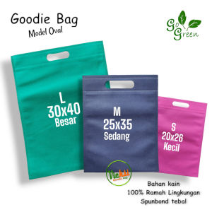 Tas Kain Spunbond Model Oval  SML 20x26 25x35 30x40 | Goodie Bag Ramah Lingkungan | Bisa Cetak Sablon Logo | Cocok untuk Souvenir Snack Promosi Wedding Pakaian Ultah / Ulang tahun Parcel Belanja totebag Kosmetik | Murah Kantong Pengganti Plastik