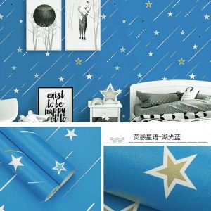 Wallpaper Dinding Bintang Jatuh Biru Ukuran 45CM X 8METER