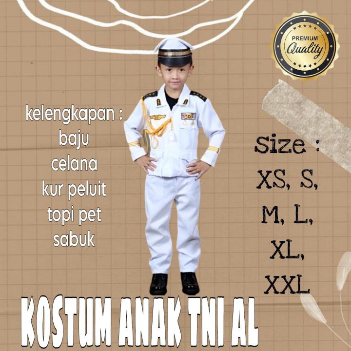 Kostum Profesi Anak Full Aksesoris Seragam Tni Al Cilik Tni Al