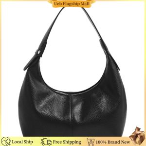 [Ueb Flagship Mall] PU Shoulder Bag Solid Color Underarm Bags Crescent Hobo Bag for Women Ladies Work Travel Commuting