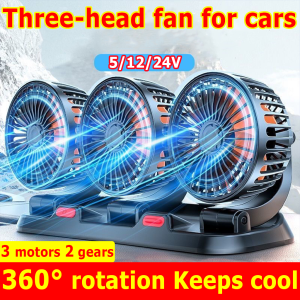 Car Fan Ventilation Cabin Fan 12V/24V Portable Fan Truck Portable Fan Bus Fan Forklift Fan Cargo Truck Fan Dual Blade Dual Speed Adjustable 360 Degrees Powerful Cooling Cooling Fan Car Fan 360° Adjustable 3 Head Air Fan Low Noise Multifunctional