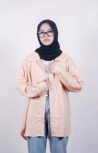 KEMEJA POLOS RAYON JUMBO / KEMEJA BIG SIZE POLOS WANITA - Harmest | Cream