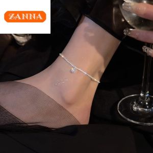 silver original italy 925 Shimmering diamond silver anklet for women gift