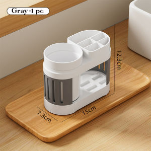 ชุดอุปกรณ์แปรงฟัน ที่ี่วางแปรงสีฟัน สีส้ม/สีเทา ช่วยจัดระเบียบพื่นที่ในห้องน้ำได้เป็นอย่างดี ที่วางแปรงฟันในห้องน้ำ 2in1 ถ้วยเดียว/ถ้วยคู่