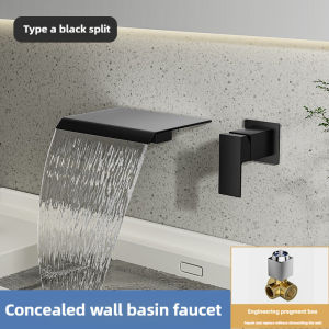 Concealed Bathroom Sink Faucet – Wall-Mounted Waterfall Faucet (Hot & Cold)