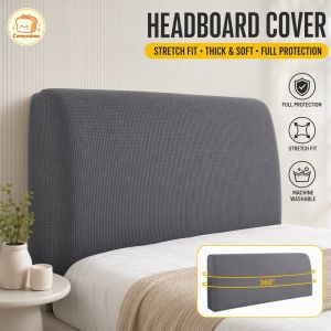 Elastic Bedhead Cover All-inclusive Bed Head Back Protection Removable Headboard Dust Cover Plain Thick Padded Washable Bedroom