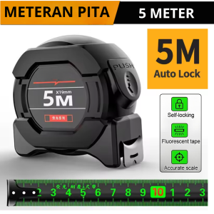 Meteran Pita 5 Meter Meteran Gulung Neon measure tape Self Locking