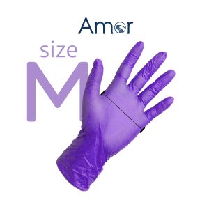 (Amorแท้) ถุงมือทำอาหารสีม่วง ถุงมือไนไตร สีม่วง Amor ถุงมือหนาพิเศษ ถุงมือไนไตร ถุงมือทำอาหาร ถุงมือร้านอาหาร มาตรฐาน Food Grade 100 ชิ้น/กล่อง