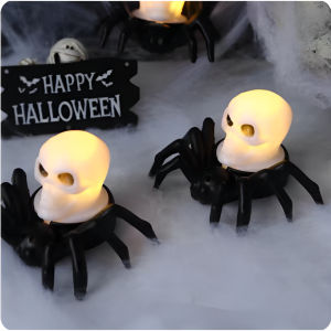Đèn Halloween Nhện Khổng Lồ Kèm Đầu Lâu & Mắt Quỷ Phát Sáng LED – Decor Tiệc Hóa Trang Ma Mị