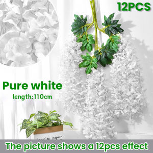 1/12pcs 110cm Wisteria Artificial Flowers Vine Garland Wedding Arch Decoration Fake Plants Foliage Rattan Trailing Faux Flowers Ivy Wall