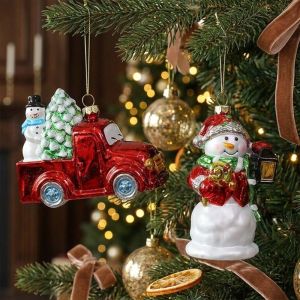 NCNC Colorful Xmas Tree Pendant Elderly Figure Snowman Holiday Hanging Pendant Eye-Catching Classic Christmas Tree Decoration Fun Decor