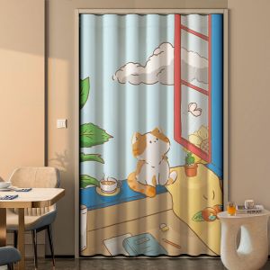 New Velcro Curtains Without Punching Installation Small Windows Short Bay 2023 Blackout Sunshade Cloth Door