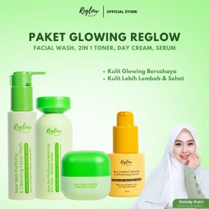 [Bundling] Paket Reglow Skin Purifying and Cleansing Facial Wash + 2in1 Toner & Micellar Water + Rejuvenating Intensive Cream + Glowing and Whitening Serum | Wajah Glowing Bercahaya Lembap & Sehat