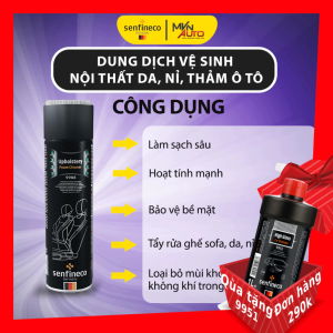 Dung dịch vệ sinh nội thất tẩy rửa ghế sofa da nỉ thảm ô tô Senfineco 9988 Upholstery Foam Cleaner dung tích 650ml