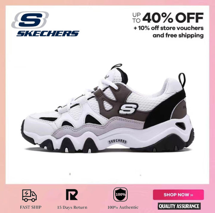 Skechers Ladies New D'LITES 2.0 Platform Sneakers Black/White/Grey ...