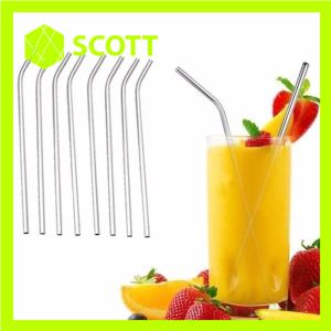 SEDOTAN STAINLESS BENGKOK STRAW SEDOTAN BESI LENGKUNG STAINLESS SILVER
