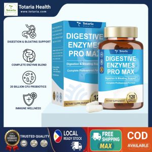 Totaria Digestive Enzymes Pro Max 25-in-1 Supplement with Apple Cider Vinegar Probiotics Pre & Postbiotics Bromelain & Papain Gut & Bloating Support 120 Capsules