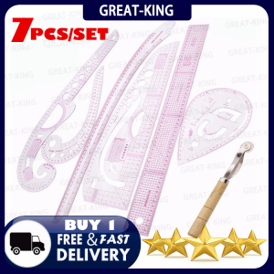 Great-King 7PCS/SET tailor ruler Clear measuring kit sewing drawing Yardstick ruler sleeve French arm curve set Paddle Whee ruler set
