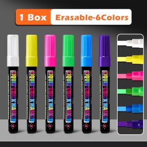 EASYEAH 6/8Colors Dust-free Liquid Chalk Pen Erasable Highlighters Multi-functional Art Marker Pen LED Board Writing