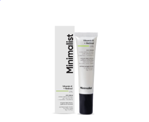 Minimalist Vitamin K + Retinal 01% Under Eye Cream | Reduces Dark Circles Fine Lines | With Caffeine for Puffiness | For Women & Men | 14 gm