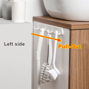 Yumeya Retractable Hook - Adhesive Door Closet Wall Hanging Rack-White 4 Hooks抽拉式挂钩壁挂式免打孔门后小物件挂架家用厨卫缝隙伸缩粘钩