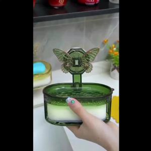 Butterfly suction cup soap box strong suction toilet wall hanging light luxury creative double-layer draining soap box storage rack