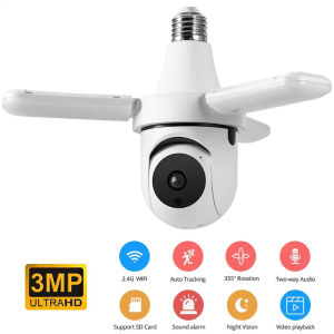 CCTV Cameras 1080P HD WiFi Wireless Camera with Bulb 360 Auto Tracking Color Night Vision PTZ Security Camera Cellphone Full APP Controled