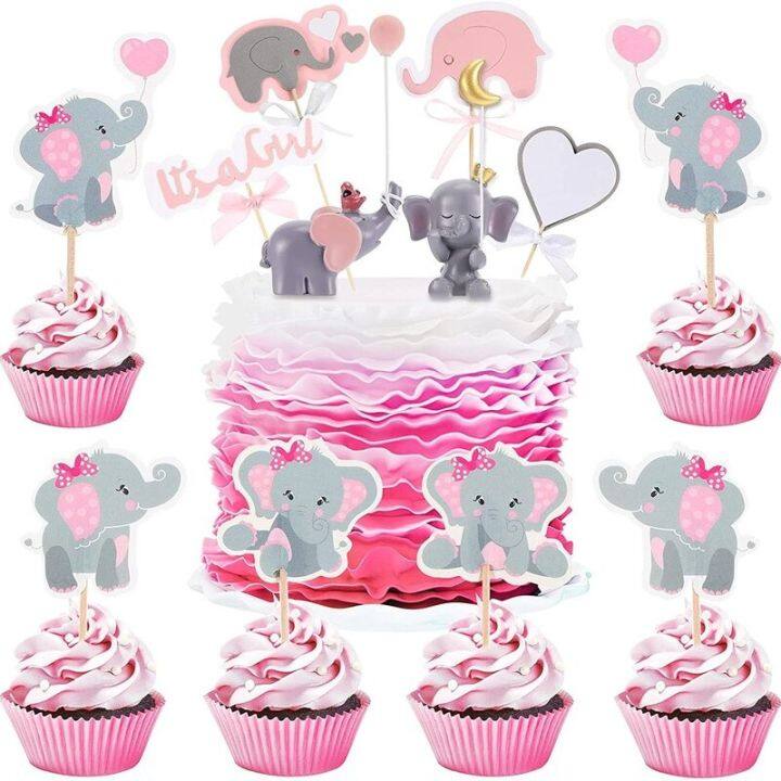 Baby girl elephant sales cake topper