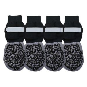 RUMI 4pcs/set Anti-Scratch Anti-Slip Dog Socks Adjustable Waterproof Dog Shoes Soft reflective Dog Boots Outdoor Indoor