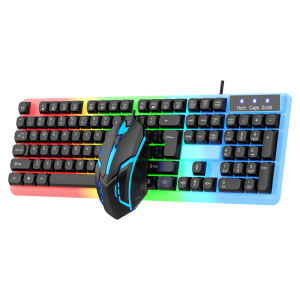 Colorful LED Corded Gaming Keyboard Mouse Combo Keyboard 104 Keys Mouse Gaming Keyboard Mechanical Programmable