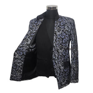 jas batik blazer batik hitam navy dan gold pria keren slimfit modern chiangi gorgoraz