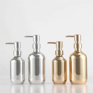 NCNC(OKDEALS01) Press Type Shampoo Bottle Electroplated Refillable Hand Dish Container Modern Style Rustproof Soap Dispenser Shower Gel