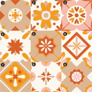 Stiker Tegel / Sticker Lantai / Keramik Motive Orange - Bisa Untuk Dinding Kamar Mandi / Tangga / Wallsticker Custom / Wallpaper / Dekorasi Ruangan Dapur Anti Minyak Dan Anti Air (Waterproof)