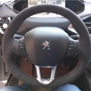 Kaly For Peugeot 308 2008 207 307 408 508 2016-2022 Car accessories Hand Stitched suede Car Steering Wheel Cover 7P3H9