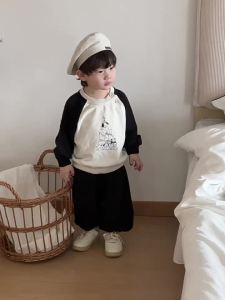 New autumn clothing for children baby clothes autumn two-piece set Korean-style childrens clothing boys printed raglan sleeve cartoon suit