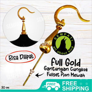 SEMPATI Gantungan Sangkar Lipat Cungkok Warna Emas Fullset Pion Krucut Kerucut Cantolan Gantungan Sangkar Kandang Burung Lovebird Murai Kotak Pleci Branjangan