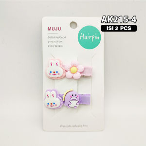 Jepit Rambut Korea Anak Perempuan 1 Set 2 Pcs Motif Beruang Pita Aksesoris Rambut Anak AK215