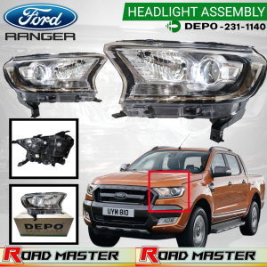 Ford Ranger 2016 to 2018 Headlight / Head Lamp Assembly High Quality Taiwan Made Depo Brand 231-1140 ( CAR ACCESSORIES )