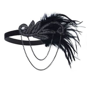 Exquisite Sweet Vintage Hair Accessories Gatsby Cosplay Dress Headwear Stage Performance Hair Band Diamond Makeup Party Tassels Feather Headwear Korean Style Headband Masquerade Party Hair Accessories Sequin Hair Band