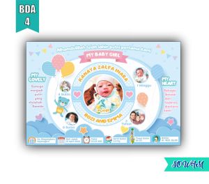 Foto Custom / Custom Foto Hiasan Dinding Biodata Bayi / Hadiah Ulang Tahun Bayi / Baby Shower Custom Kado Hadiah Murah Bahan Kayu MDF Bisa COD / Hiasan Dinding Model landscape
