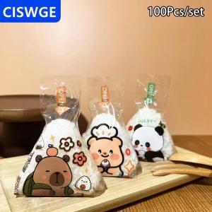 [COD] CISWGE AUTOPARTS 100 cái đáng yêu phim hoạt hình cho tam giác gạo bóng bao bì túi Nori onigiri Sushi Túi sushi làm sushi Khuôn bento phụ kiện